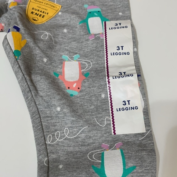Cat and Jack Girls 3T Grey Penguins Leggings NWT - Picture 3 of 6